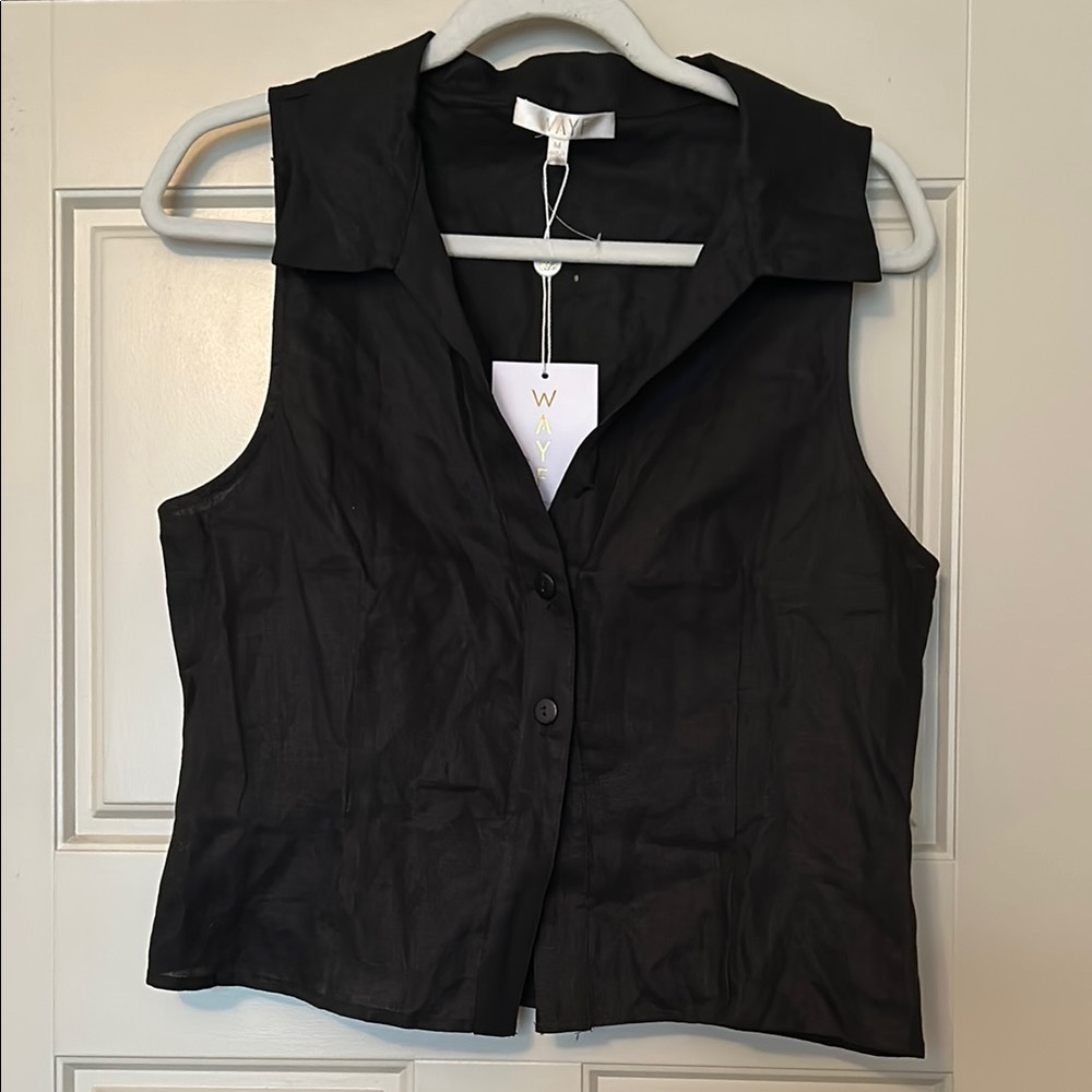 WAYF Devin Sleeveless Linen Shirt M
